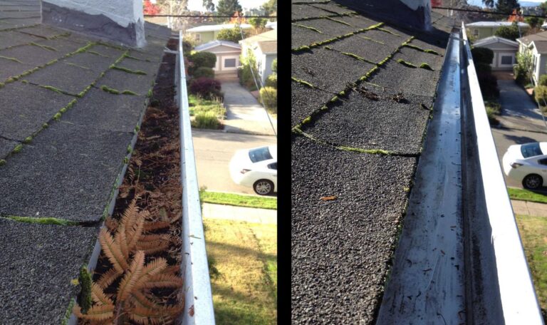 Before and after Gutter Cleaning & Maintenance