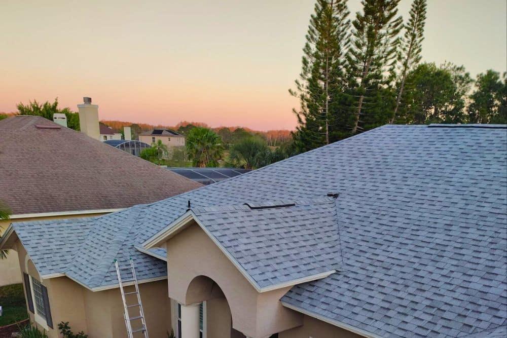 Residential home with newly installed shingle roof