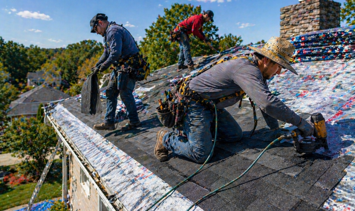 Roofing Contractors working together