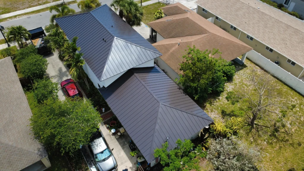 Dark and silver standing seam metal panels in Fort Lauderdale, Florida