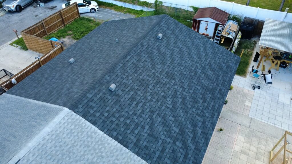 Close aerial view of Harbor Blue shingle detail in Tampa, Florida