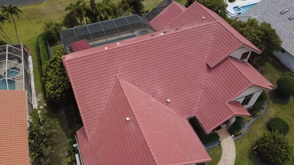 Rile roof replacement in Estate style and Spanish Red color completed by Maze Roofing on a home in Boca Raton, Florida Rile roof replacement in Estate style and Spanish Red color completed by Maze Roofing on a home in Boca Raton, Florida