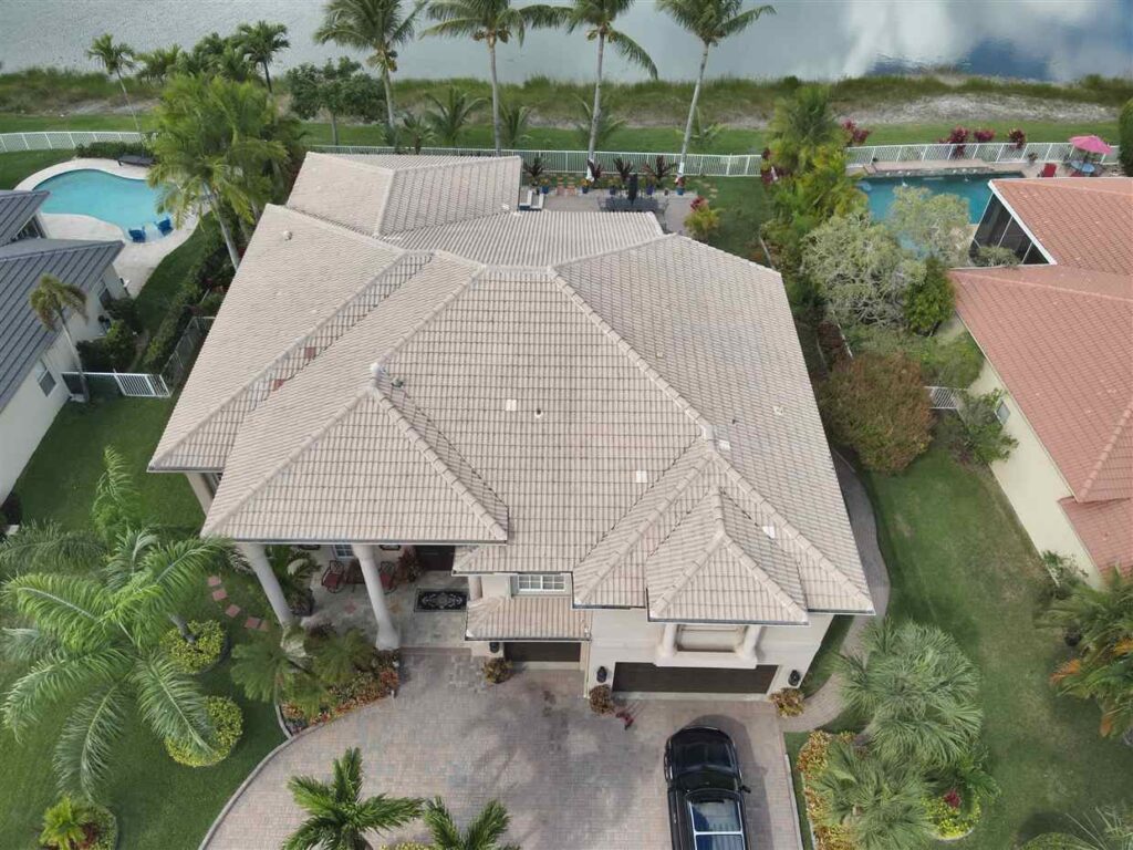 tile roof replacement carried out by Maze Roofing on a home in Wellington, Florida