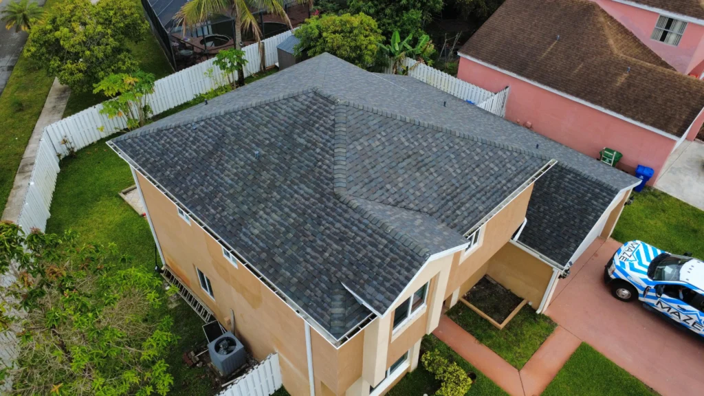 Close up asphalt shingle roof