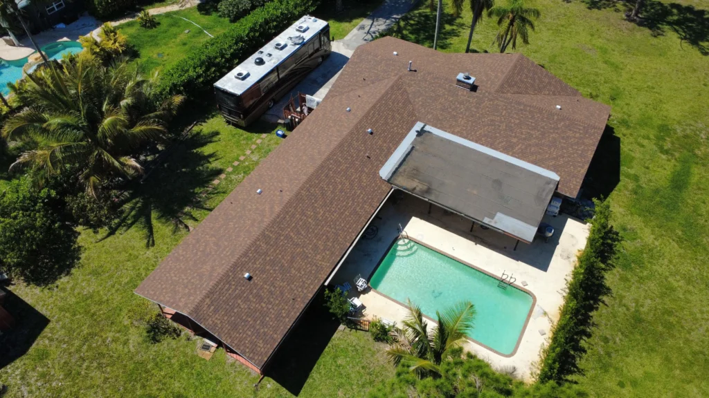 New brown asphalt shingle roof