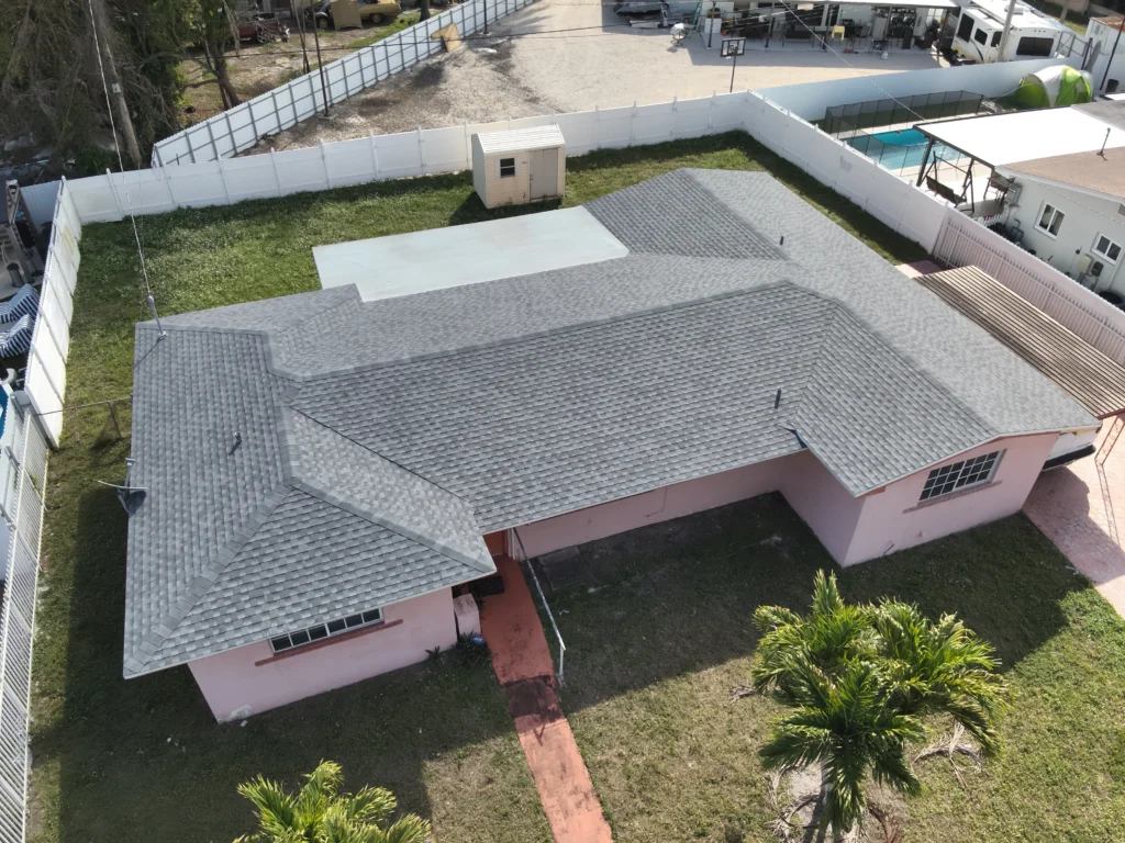 New roof shingles on residential house