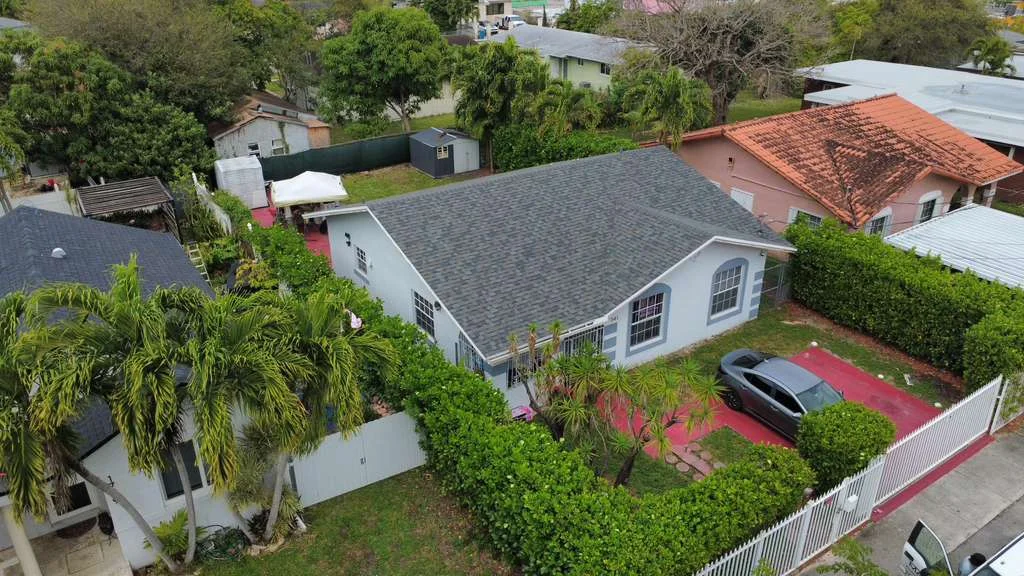 New asphalt shingle roof home