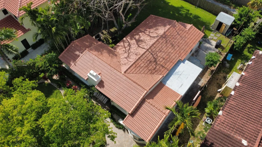 Clay tile roof aerial photography