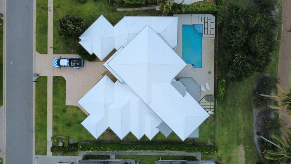 Metal roof installation on home