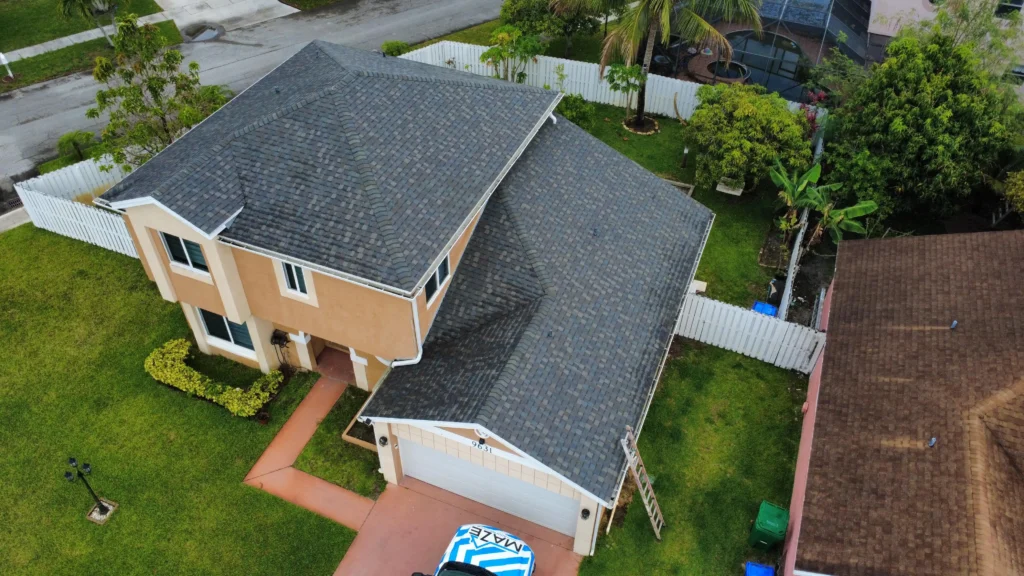 Completed asphalt shingle roof installation