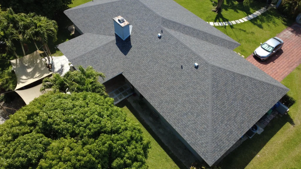 Gray asphalt shingle roof