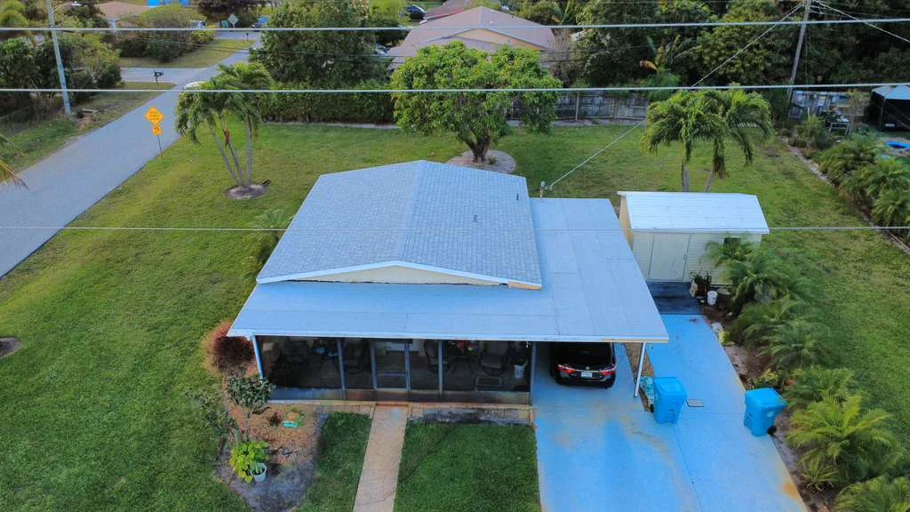 New light gray roof aerial view