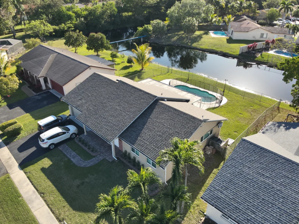 Modern gray shingle roof