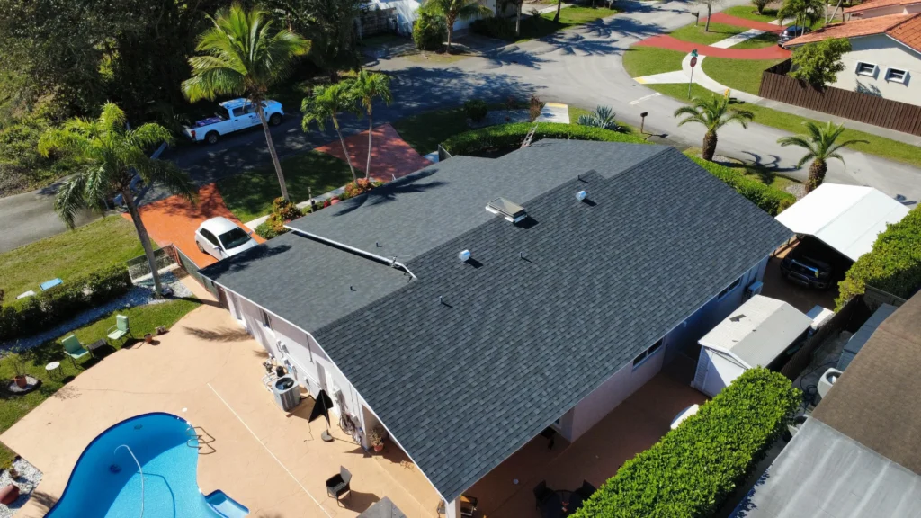 Dark asphalt roof replacement