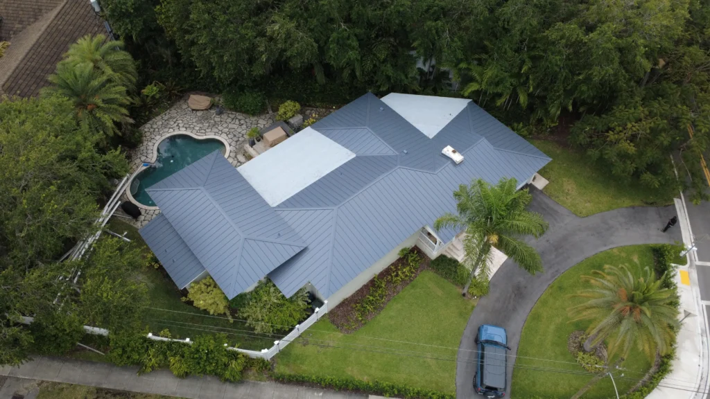Residential gray metal roofing project