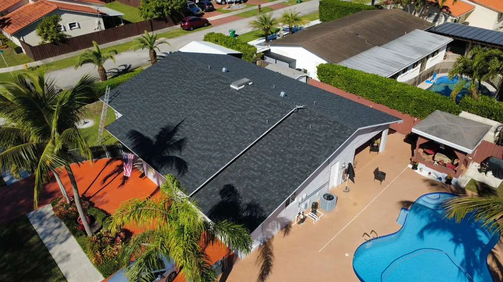 Aerial view of completed roof upgrade