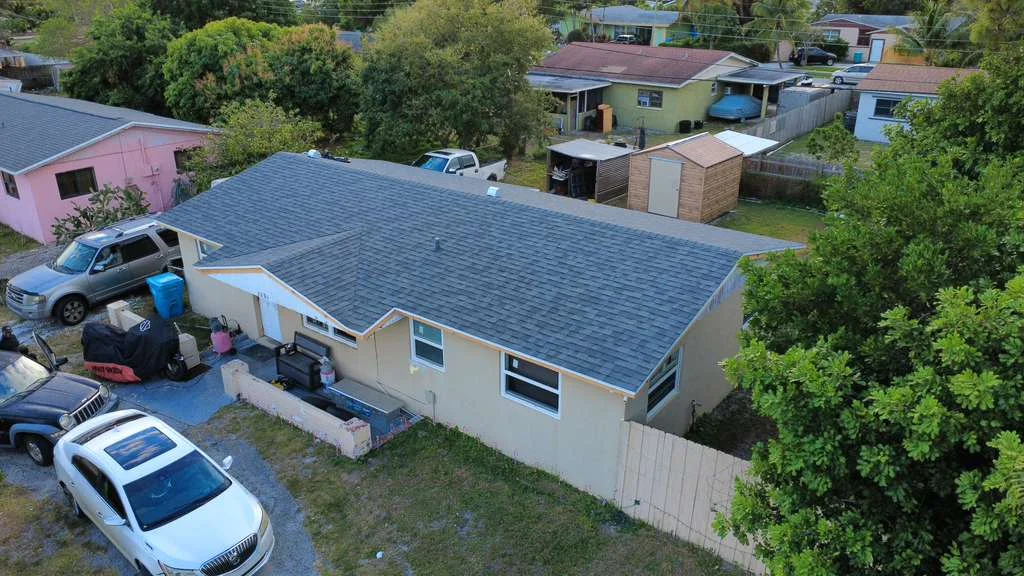 New roof shingles on residential house
