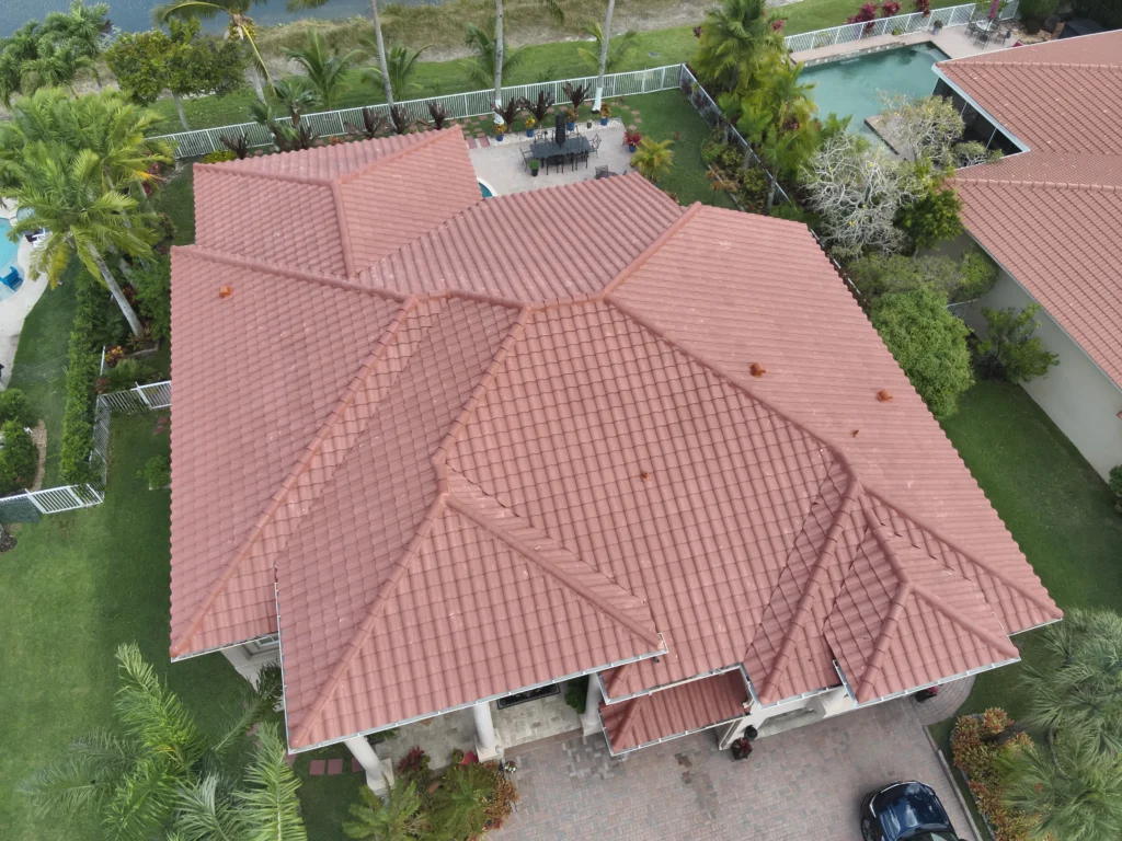 Tile roof replacement aerial