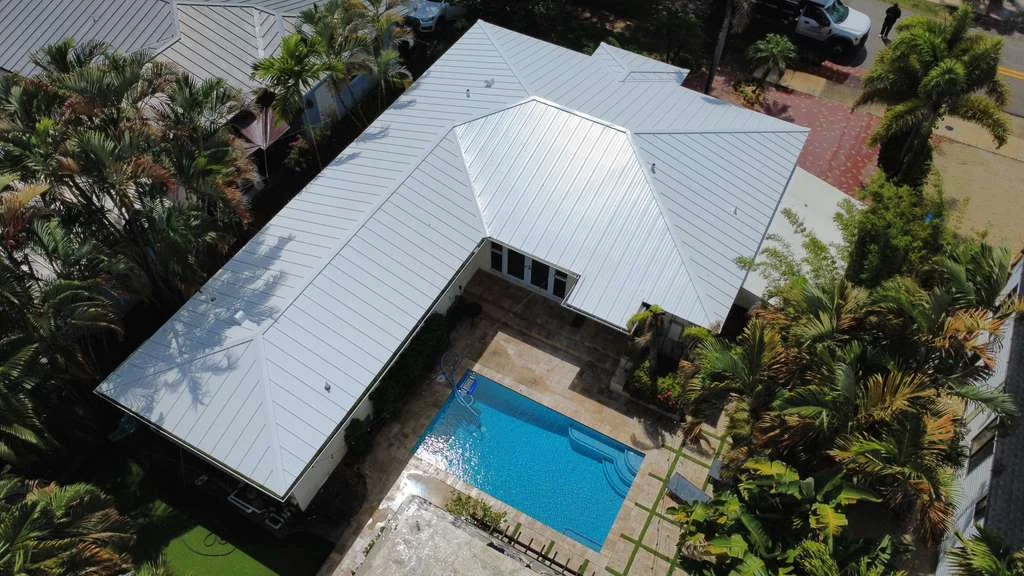 White standing seam metal roof
