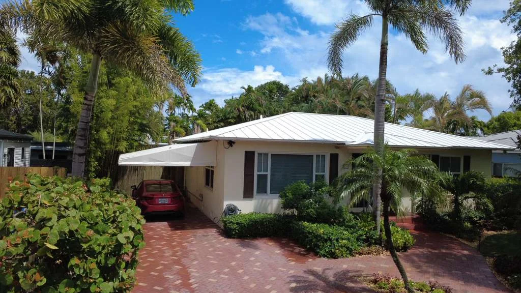 Completed white metal roof